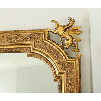 French 19th Gilt Mantel Mirror with Gryphons