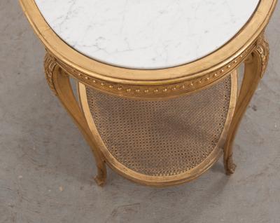 French 19th Louis XVI Style Oval Giltwood Occasional Table