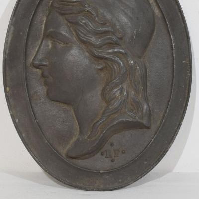 French 19th century Cast Metal Plaque Depicting Marianne