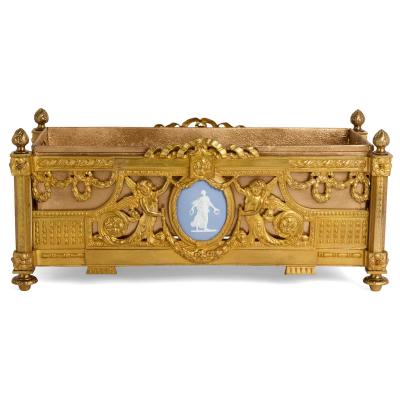 French 19th century gilt bronze and jasperware table jardini re