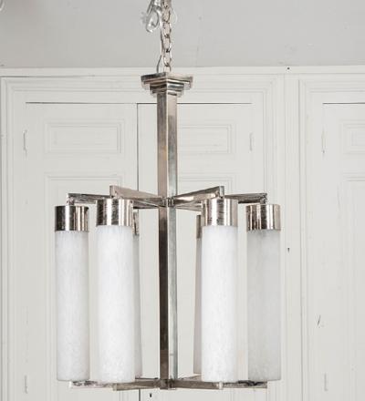 French 20th Century Art Deco Six Light Chandelier