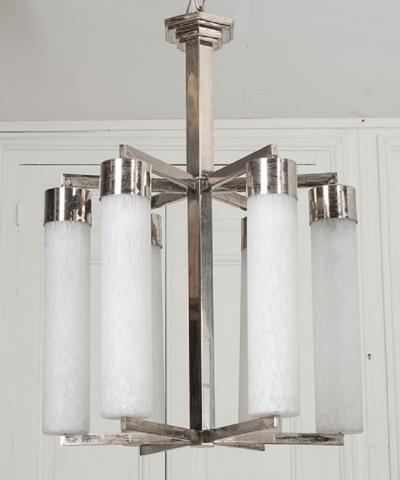 French 20th Century Art Deco Six Light Chandelier