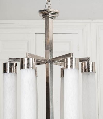 French 20th Century Art Deco Six Light Chandelier