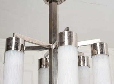 French 20th Century Art Deco Six Light Chandelier