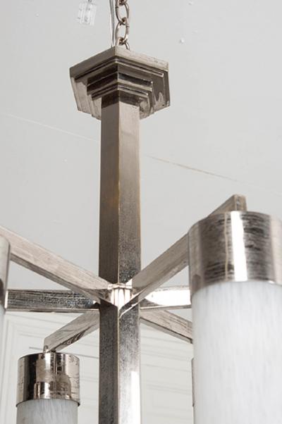 French 20th Century Art Deco Six Light Chandelier