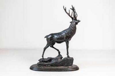 French 20th Century Bronze Statue of a Deer Circa 1920