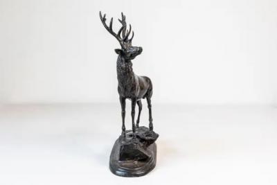 French 20th Century Bronze Statue of a Deer Circa 1920