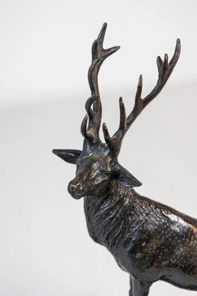 French 20th Century Bronze Statue of a Deer Circa 1920