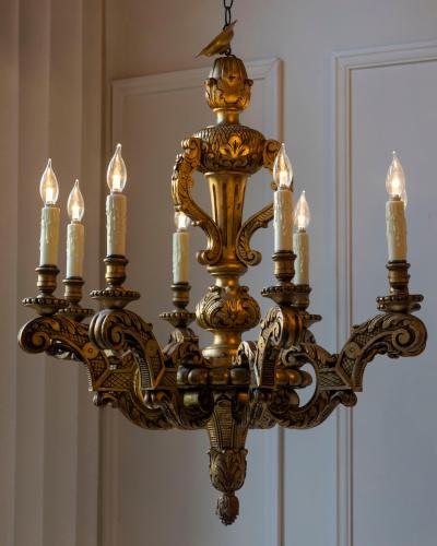 French 20th Century Giltwood Chandelier