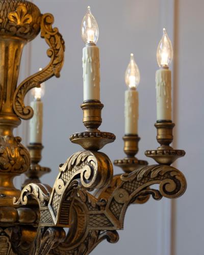 French 20th Century Giltwood Chandelier