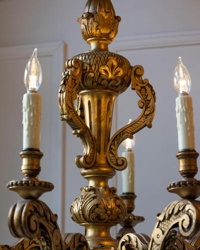 French 20th Century Giltwood Chandelier
