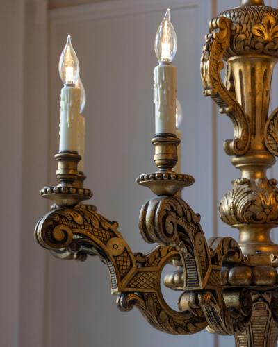 French 20th Century Giltwood Chandelier