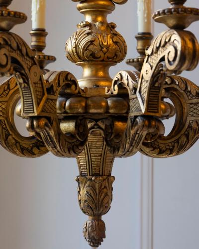 French 20th Century Giltwood Chandelier
