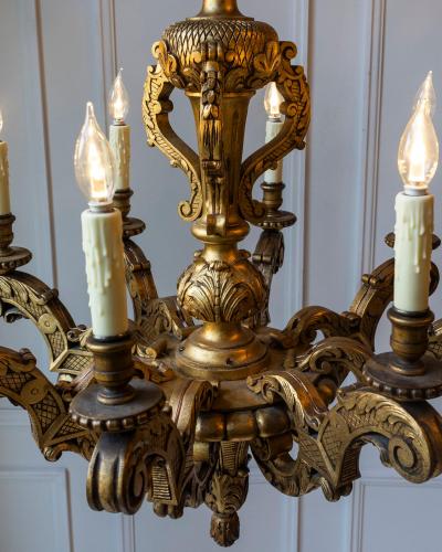 French 20th Century Giltwood Chandelier