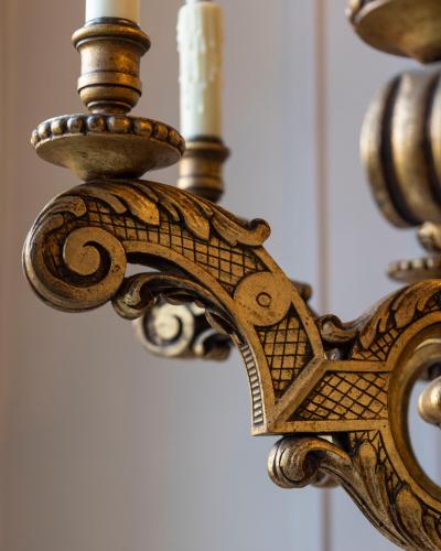 French 20th Century Giltwood Chandelier