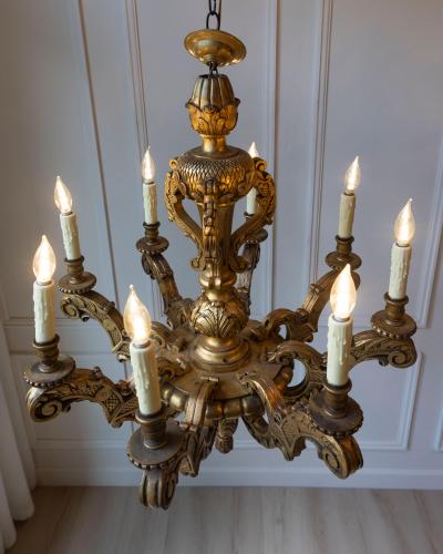 French 20th Century Giltwood Chandelier