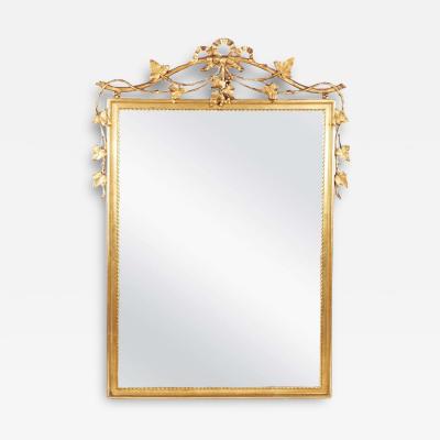 French 20th Century Giltwood Mirror with Ribbon Leaf Design