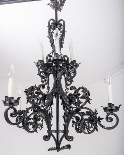 French 20th Century Gothic Style Iron Chandelier