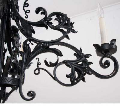 French 20th Century Gothic Style Iron Chandelier