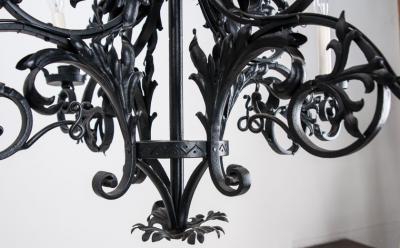 French 20th Century Gothic Style Iron Chandelier