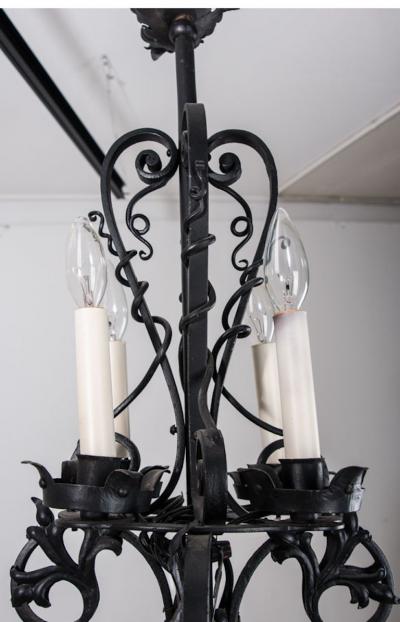 French 20th Century Gothic Style Iron Chandelier