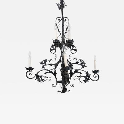 French 20th Century Gothic Style Iron Chandelier