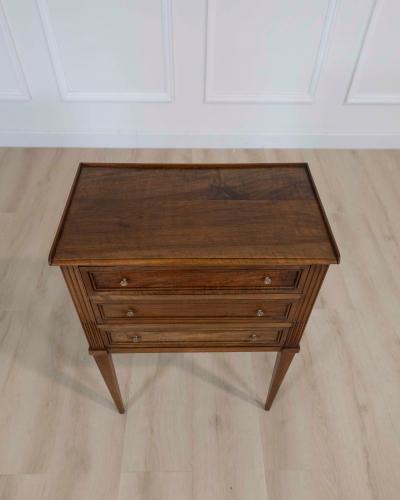 French 20th Century Louis XVI Style Walnut Bedside Table