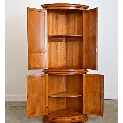 French 20th Century Oak Corner Cabinet