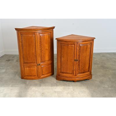 French 20th Century Oak Corner Cabinet