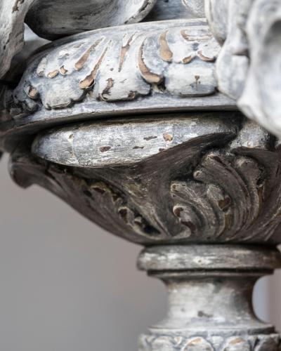 French 20th Century Painted and Carved Wood Chandelier