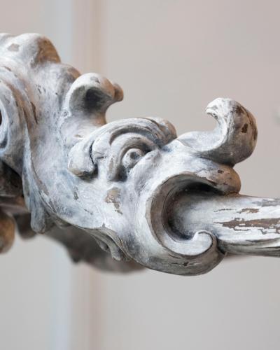 French 20th Century Painted and Carved Wood Chandelier