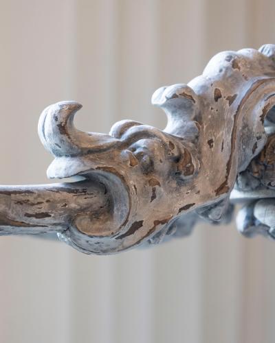 French 20th Century Painted and Carved Wood Chandelier