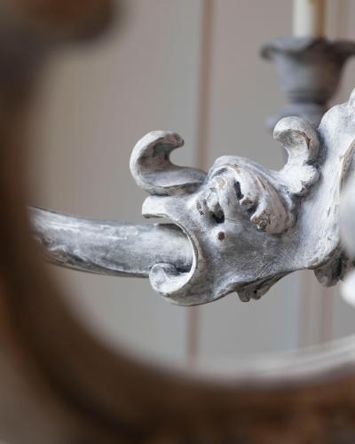 French 20th Century Painted and Carved Wood Chandelier