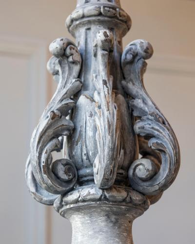 French 20th Century Painted and Carved Wood Chandelier