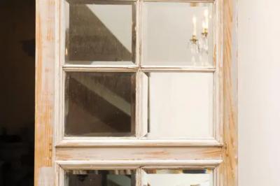 French 20th Century Rectangular Over Door Mirrored Panel with Scraped Finish