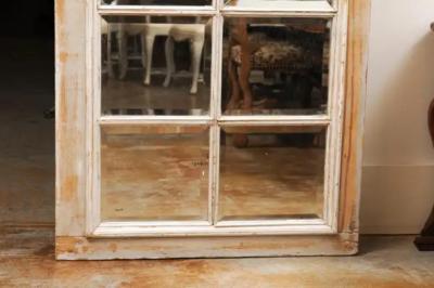 French 20th Century Rectangular Over Door Mirrored Panel with Scraped Finish