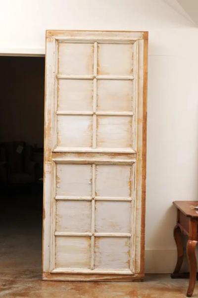 French 20th Century Rectangular Over Door Mirrored Panel with Scraped Finish