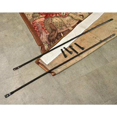 French 20th Century Tapestry Cartoon with Iron Hanger