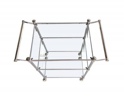French 3 tier Chrome Bar Drinks Cart with Glass Shelves