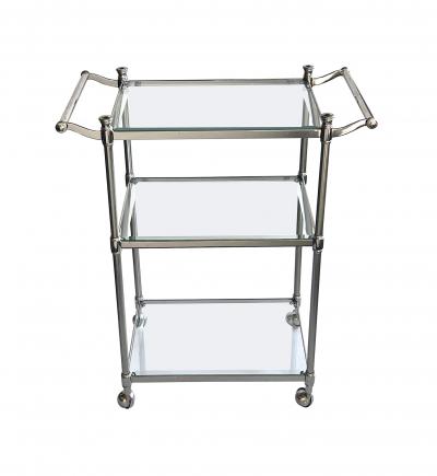 French 3 tier Chrome Bar Drinks Cart with Glass Shelves