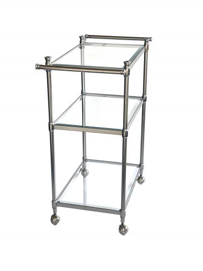 French 3 tier Chrome Bar Drinks Cart with Glass Shelves