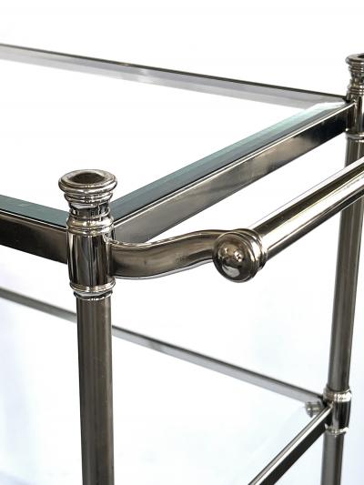 French 3 tier Chrome Bar Drinks Cart with Glass Shelves