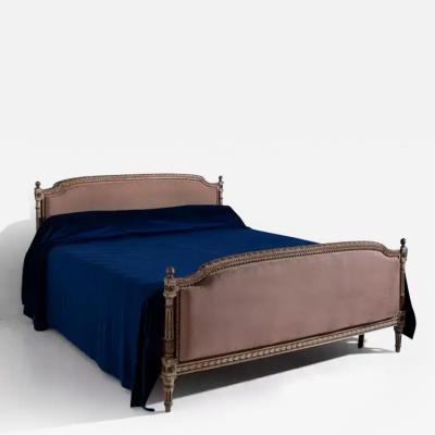 French 700 antique style bed in gilded wood and fabric