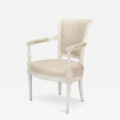 Vintage Louis XVI Style Painted and Upholstered Arm Chairs