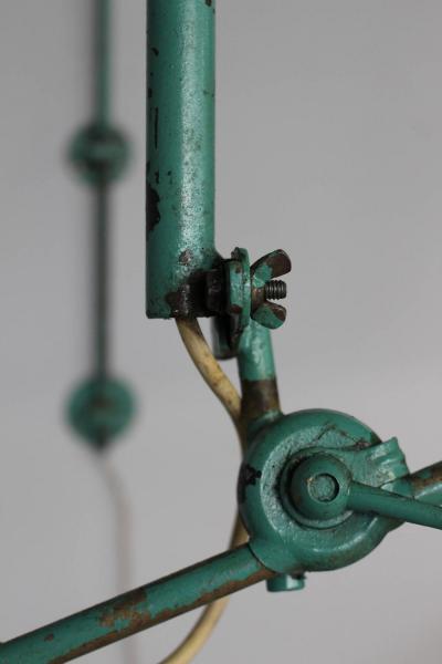 French Adjustable Industrial Green Lacquered Metal Wall Light