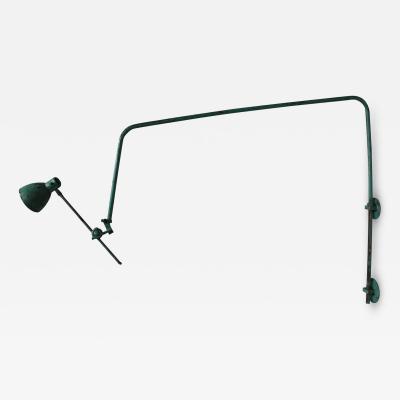 French Adjustable Industrial Green Lacquered Metal Wall Light