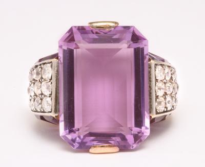 French Amethyst Diamond Ring