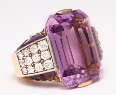 French Amethyst Diamond Ring