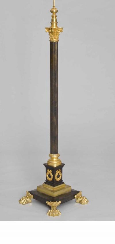 French Antique Bronze Floor Lamp