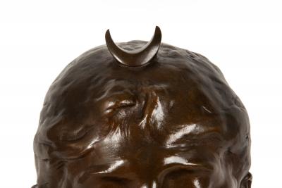 French Antique Bronze Sculpture Bust of Diana by Falguiere ca 1880